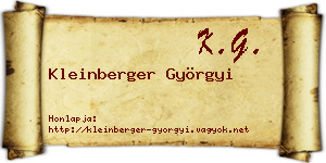 Kleinberger Györgyi névjegykártya